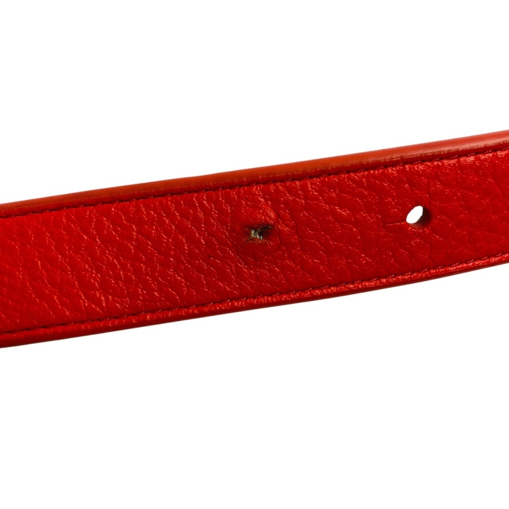 TORY BURCH Logo Reversible Pebble Grained Leather Red and Gold 1” Belt - Picture 6 of 6